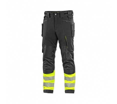 Pánske pracovné nohavice s reflexnými pásmi CXS NAOS čierno-žlté Hi-Viz, veľ. 46