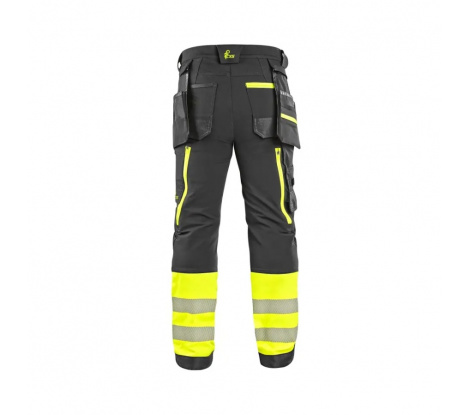 Pánske pracovné nohavice s reflexnými pásmi CXS NAOS čierno-žlté Hi-Viz, veľ. 64