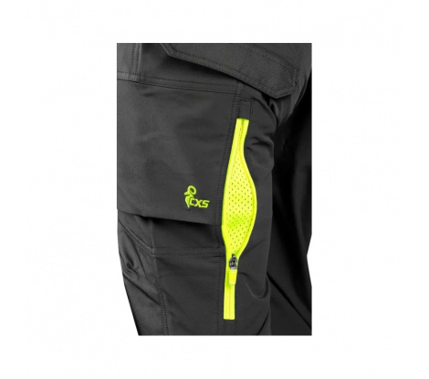 Pánske pracovné nohavice s reflexnými pásmi CXS NAOS čierno-žlté Hi-Viz, veľ. 52