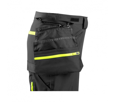 Pánske pracovné nohavice s reflexnými pásmi CXS NAOS čierno-žlté Hi-Viz, veľ. 56