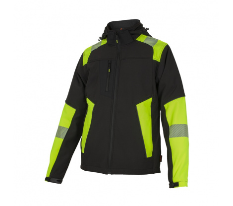 Zimná softshellová reflexná pracovná bunda REFLECTOS JACKET BLACK/YELLOW veľ. S (44-46)