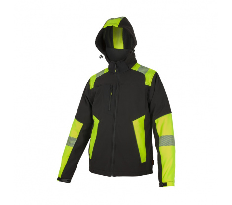 Zimná softshellová reflexná pracovná bunda REFLECTOS JACKET BLACK/YELLOW veľ. 3XL (64-66)