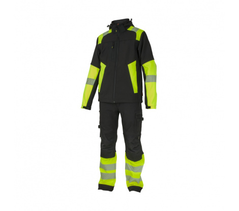 Zimná softshellová reflexná pracovná bunda REFLECTOS JACKET BLACK/YELLOW veľ. M (48-50)