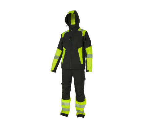 Zimná softshellová reflexná pracovná bunda REFLECTOS JACKET BLACK/YELLOW veľ. M (48-50)